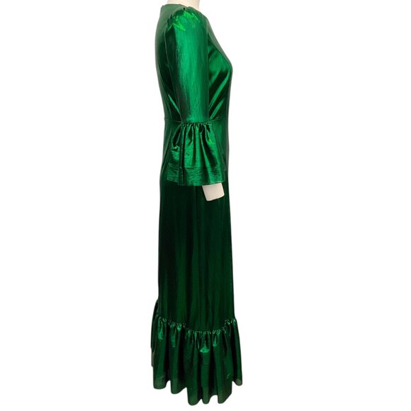 Tuckernuck Pomander Place Emerald Crinkle Lurex Lillith Dress - Picture 2 of 4